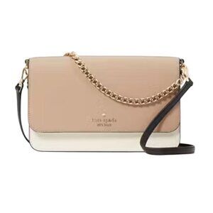 Kate Spade Womens Tan Leather Madison Medium Flap Convertible Crossbody New